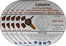Load image into Gallery viewer, 10 Pack of 4.5 inch Cut Off Wheel Concrete Grinding Wheel for Cutting Masonry Stone Brick Block - Compatible With All 4 1/2 inch Angle Grinder – Grinding Discs 4 1/2 Inches - 4-1/2" x 7/8” x 5/64”
