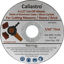 Load image into Gallery viewer, 10 Pack of 4.5 inch Cut Off Wheel Concrete Grinding Wheel for Cutting Masonry Stone Brick Block - Compatible With All 4 1/2 inch Angle Grinder – Grinding Discs 4 1/2 Inches - 4-1/2" x 7/8” x 5/64”
